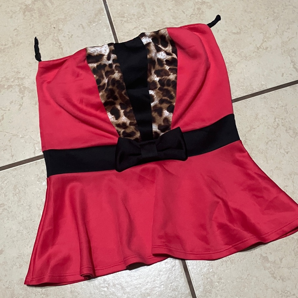 Stylish Red and Black Women's Top